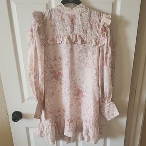 LoveShackFancy Floral Blouse - Pink and Cream